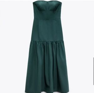 NWT Zara Forest Green Zip Dress